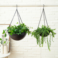 2Pcs Set Hanging Planters Hanging Baskets Plants Flowers Pots Garden Home Decorations Black