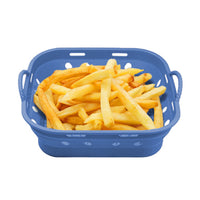 Square Foldable Air Fryer Silicone Pot Reusable Air Fryer Basket Oven Baking Tray Pan Air Fryer Liners Blue