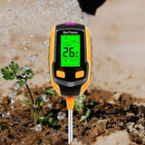 4-in-1 Soil Meter Digital Display Gardening Test Meter for Plant Temperature/Soil Moisture/PH Meter/Sunlight Intensity