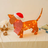 3D Light Up Dachshund Dog Ornament Christmas LED Lighted Standing Outdoor Decoration