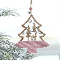 5Pcs Christmas Wooden Hanging Ornament Xmas Tree Pendant Decorations Home Holiday Party Decor