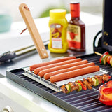 Hot Dog Roller for Girll Stainless Steel Sausage Roller Rack with Handle and 4 BBQ Skewers