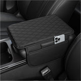 Car Center Console Cover PU Leather Car Armrest Box Cushion with 2 Storage Bags Black