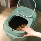 Collapsible Pet Food Storage Container Dog Cat Dry Food Container with Lid Green