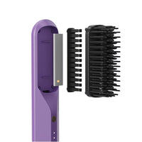 Cordless Hair Straightener Brush Portable Negative Ion Heating Hair Straightening Comb on-The-go Purple