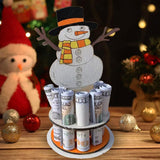 Christmas Money Holder Ornament with 10 Holes Wooden Xmas Tree Table Decoration Snowman