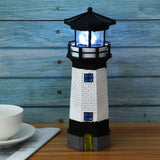 Solar Garden Lighthouse with Rotating Lamp Outdoor Decorative LED Lights for Garden Patio Lawn Black