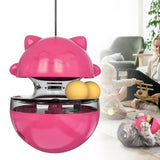 Pet Cat Treat Dispenser Ball Tumbler Interactive Puzzle Ball Pet Slow Feeder Toy Rose Red