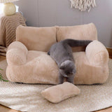 Pet Couch Bed Fluffy Sofa for Medium Small Dogs Cats Coffee