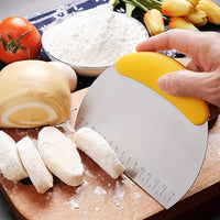 Stainless Steel Pastry Scraper Effortless Dough Cutting Tool with Measuring Scale Yellow