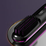 Cordless Hair Straightening Brush Portable Electric Heat-Up Straightener Comb Black