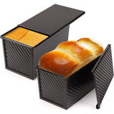 Non-stick Loaf Pan with Lid Carbon Steel Bread Mold for Toast Oven Baking Black