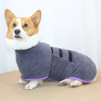 Dog Bathrobe Towel Dog Drying Coat Fast Drying Absorbent Pet Dog Bath Robe Grey