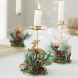 3Pcs Christmas Candlestick Tea Lights Metal Candle Holder Xmas Tabletop Decoration