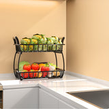 2-Tier Countertop Fruit Basket with Handles Detachable Metal Rack Organizer for Bread Vegetable Fruits