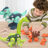 Set of 4 Pieces Take Apart Dinosaur Drill Toy DIY Assembled Dinosaur Kids Learning Construction Building Toys Gift