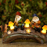 Solar Gnome Statues Light Resin Mushroom Light Garden Yard Ornament Decor