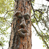 Tree Face Outdoor Statues Old Man Tree Hugger Bark Ghost Face Decoration Funny Yard Art Style B