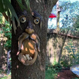 Tree Face Bird Feeder Old Man Face Sculpture Tree Decorations