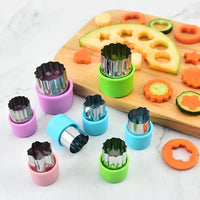 Mini Vegetable Cutter Shapes Set Stainless Steel Biscuit Molds Cookie Pastry Stamps Mold for Kids Baking Multicolor