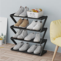 4-Tier Shoe Rack Organizer Space Saving Shoes Organizer for Entryway Bedroom Black