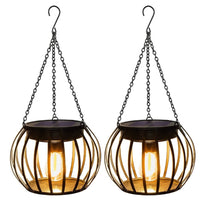 2Pcs Solar Lanterns Outdoor Lights Water-Resistant Hanging Garden Decorative Lights for Yard Patio Style 1