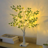 LED Green Leaf Tree Lamp Bedside Night Light Home Office Decor White