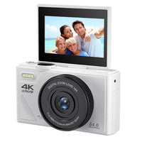 4K Digital Camera WiFi Vlogging Camera with 180 Degree Flip Screen White