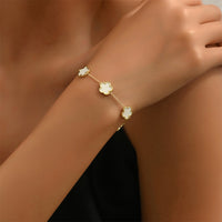 Dainty 5-Clover Bracelet Tarnish-Free Double Sided Bracelet for Women White