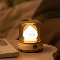 Cute Kerosene Lamp Silicone Campfire Night Light Desktop LED Decorative Light Yellow