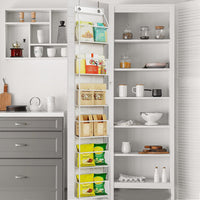 6-Shelf Over The Door Hanging Pantry Organizer Room Storage Organizer with Clear Pockets White