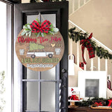 Wooden Christmas Welcome Sign Hanging Wreath Door Sign Xmas Holiday Decor Wood Color