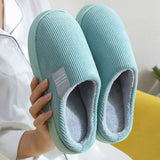 Unisex Winter Slipper Warm Plush Lined Anti-Slip Home Indoor Slippers Slides Green