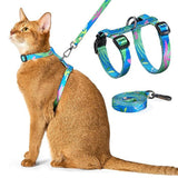 Adjustable Cat Harness and Leash Set Escape Proof Strap for Walking Travel Green