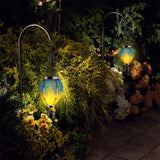 Solar Lantern Flame Light Hanging Hot Air Balloon Light Outside Garden Patio Decor Blue