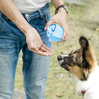 Portable Pet Silicone Treat Bag Multi-Purpose Dog Training Pouch with Carabiner Blue