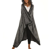 Wearable Animal Style Hooded Blanket Warm Cozy Plush Hoodie Throw Cloak Wrap for Adults Gray