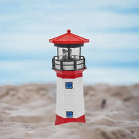 Solar Garden Lighthouse with Rotating Lamp Outdoor Decorative LED Lights for Garden Patio Lawn Red