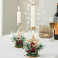 3Pcs Christmas Candlestick Tea Lights Metal Candle Holder Xmas Tabletop Decoration