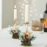 3Pcs Christmas Candlestick Tea Lights Metal Candle Holder Xmas Tabletop Decoration