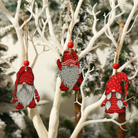 9Pcs Christmas Tree Decorations Gnomes Wooden Pendants Ornaments Style 3