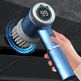 Electric Spin Scrubber Cordless Cleaning Brush with 5 Replaceable Heads Blue