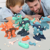 Set of 4 Pieces Take Apart Dinosaur Drill Toy DIY Assembled Dinosaur Kids Learning Construction Building Toys Gift