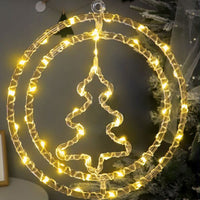 2Pcs Christmas Decorative Hanging Lights Battery Powered Round LED Decoration Style 4