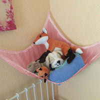 Hanging Wall Toy Hammock Mesh Net Kid Toys Storage Organizer for Stuffed Animals Pink