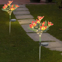 Solar 7-Head Orchid Lights Outdoor Garden Decorative Light Orange