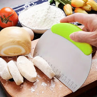 Stainless Steel Pastry Scraper Effortless Dough Cutting Tool with Measuring Scale Green