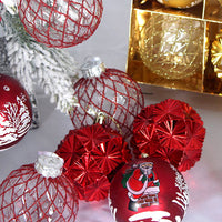 9Pcs Christmas Tree Christmas Balls Decorations Baubles Party Ornaments Gift Pack Red