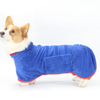 Dog Bathrobe Towel Dog Drying Coat Fast Drying Absorbent Pet Dog Bath Robe Blue