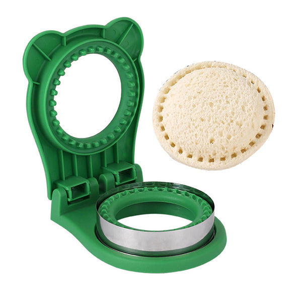 Round Sandwich Cutter and Sealer Manual Sandwich Press Mold Toast Bread Mold Baking Tool Green